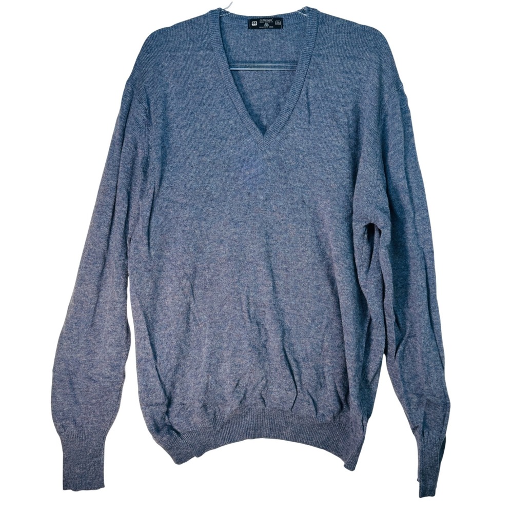 St Michael Lambswool V‎ Neck Sweater Mens L 44 Blue Heather Vintage UK Made Wool